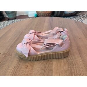 Size 7.5 Puma x Fenty Rihanna pink Bow Creeper lace up Sandals